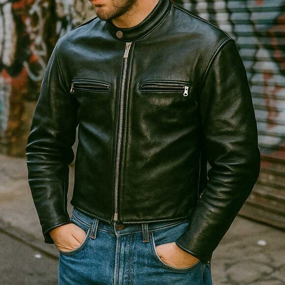 Vanson Comet Motorcycle Jacket Cafe Racer Black Size 38 US Small - Picture 1 of 12